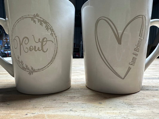 Custom Laser Engraved Ceramic Coffee Mug (set of 4)